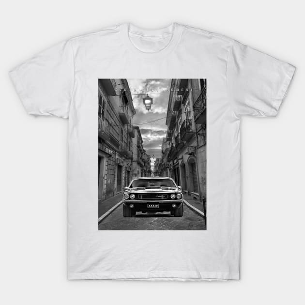 Classic Car in Greyscale T-Shirt by Alkahfsmart